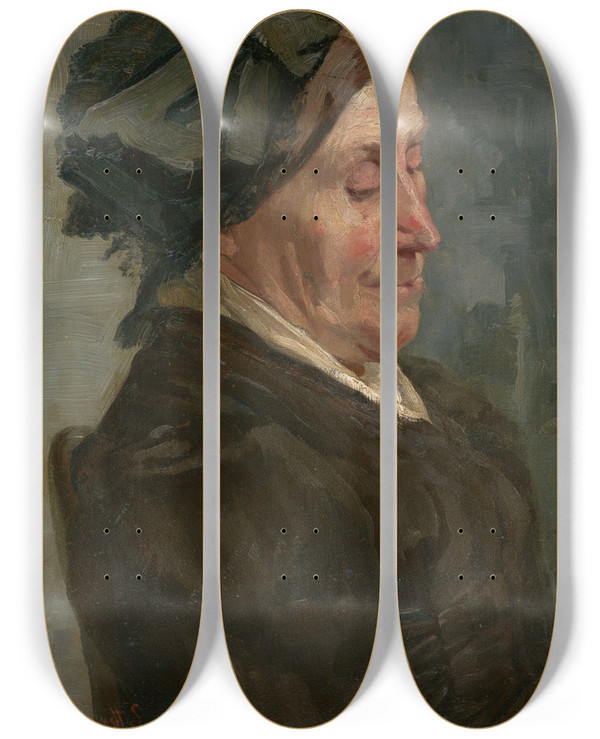 Triptych art skateboard deck of Udovt Pitthordt Study Of A Seated Woman_2 by udovt Pitthordt (1860-1946)