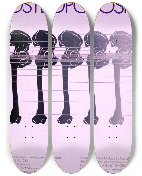 Triptych art skateboard deck of National Institutes Of Health Osteoporosis by National Institutes Of Health (1887)