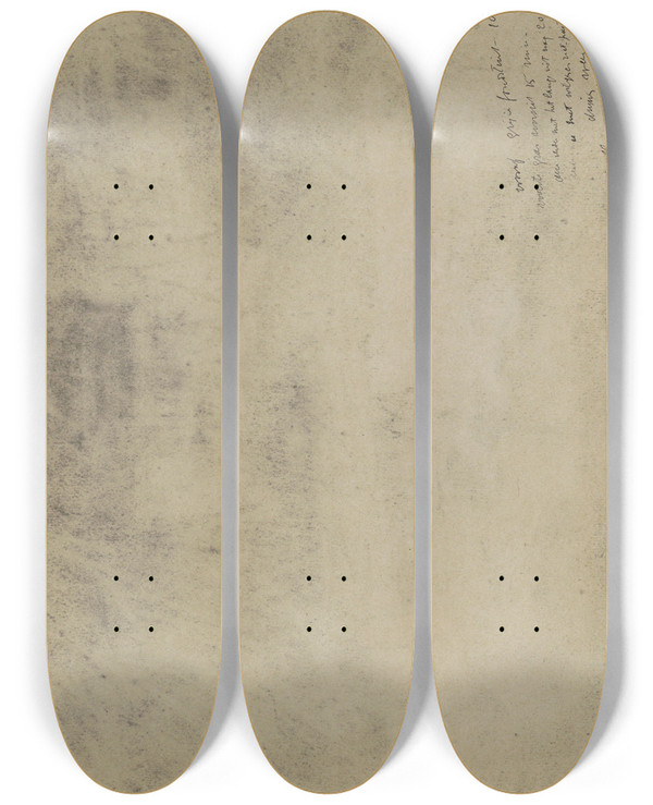 Triptych art skateboard deck of Jan Veth Notitie by Jan Veth (1864-1925)