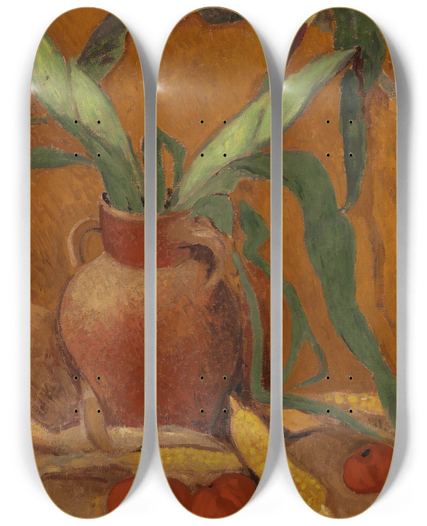 Triptych art skateboard deck of Paul Srusier Nature Morte Avec Mas Et Tomates by Paul Serusier (1864-1927)