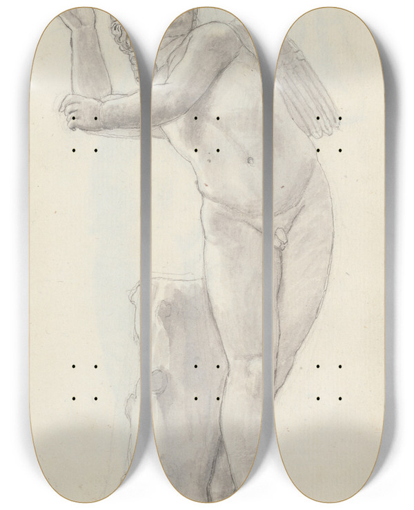 Triptych art skateboard deck of John Flaxman Cupid_3 by John Flaxman (1755-1826)