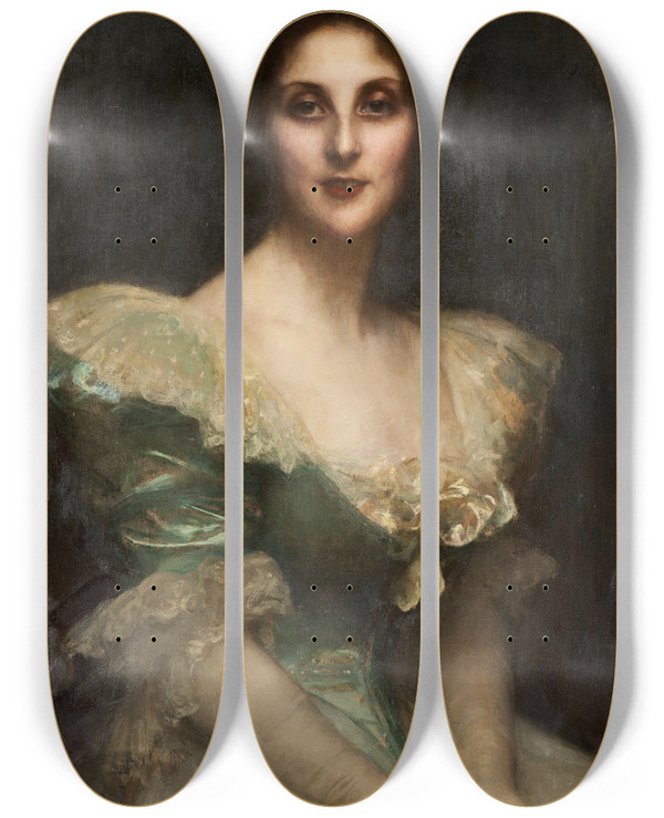 Triptych art skateboard deck of Pascaladolphejean Dagnanbouveret Portrait De Fanny Thrse Reinach by Pascal-Adolphe-Jean Dagnan-Bouveret (1852-1929)