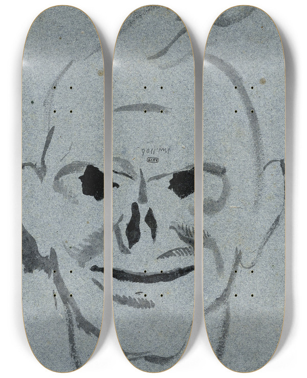 Triptych art skateboard deck of David Humbert De Superville Schets Van Een Monster by David Humbert De Superville (1770-1849)