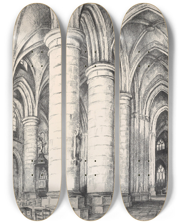 Triptych art skateboard deck of Roger Fry St Jacques Dieppe by Roger Fry (1866-1934)