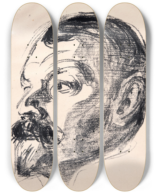 Triptych art skateboard deck of Edvard Munch Jens Thiis by Edvard Munch (1863-1944)