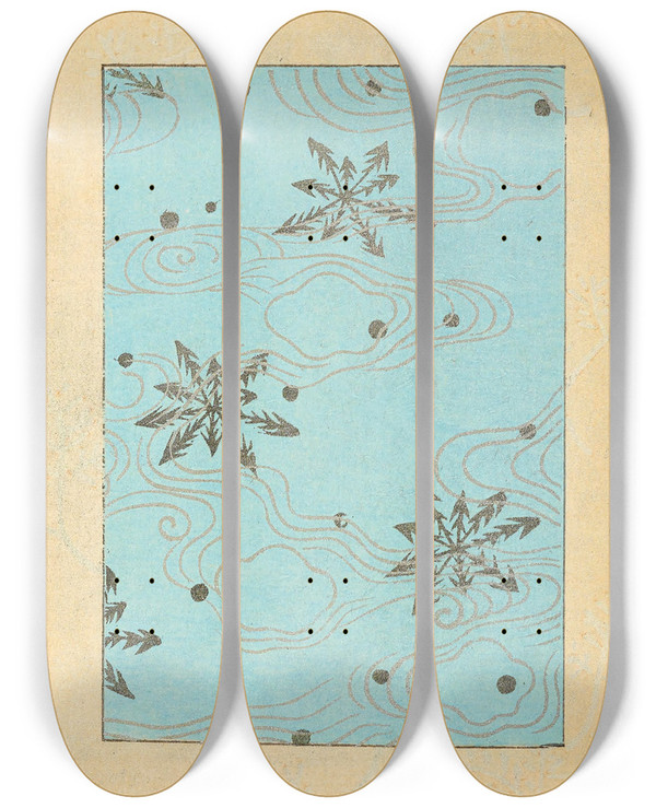Triptych art skateboard deck of Korin Furuya Editor Bijutsukai Pl87 by Korin Furuya (Editor) (1875-1910)