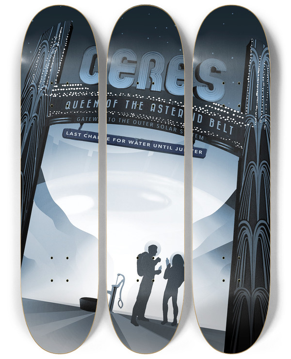 Triptych art skateboard deck of Nasa Ceres by NASA (1958)