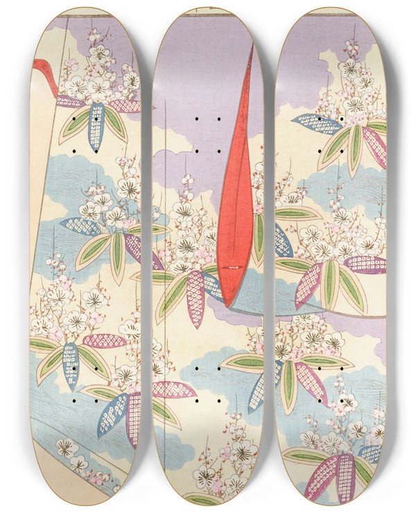 Triptych art skateboard deck of Seiko Ueno Yachigusa V 15 Pl27 by Seiko Ueno (19-20-)