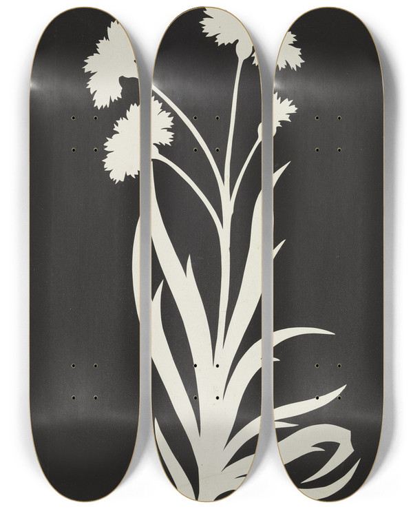 Triptych art skateboard deck of Philipp Otto Runge Cornflower by Philipp Otto Runge (1777-1810)