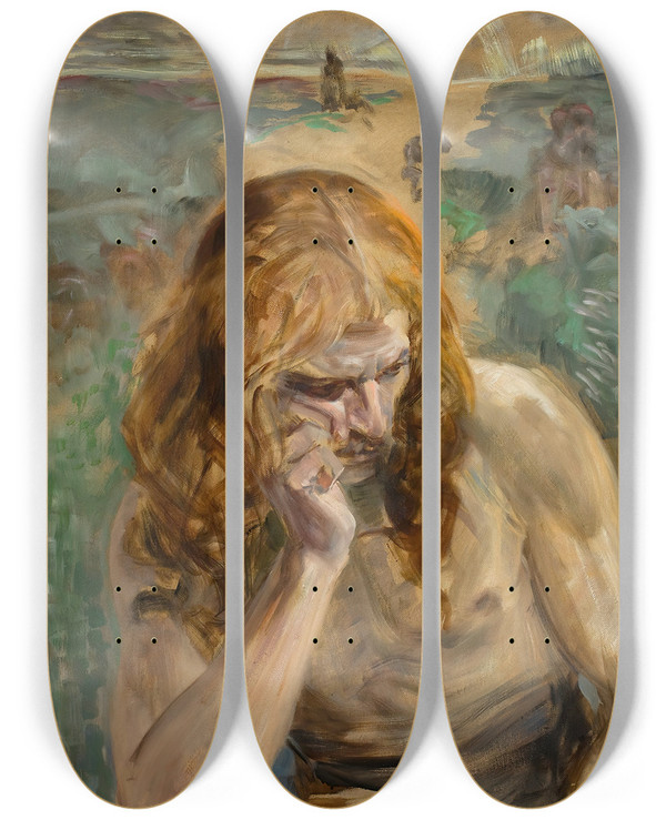 Triptych art skateboard deck of Jacek Malczewski St John The Baptist by Jacek Malczewski (1854-1929)