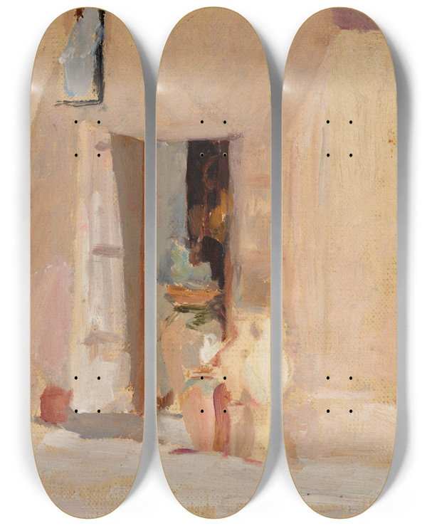 Triptych art skateboard deck of Jan Cigliski Spain Elche_3 by Jan Ciaglinski (1858-1913)