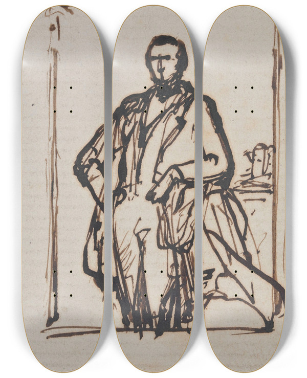 Triptych art skateboard deck of Nicaise De Keyser Portrait Of A Man_6 by Nicaise De Keyser (1813-1887)