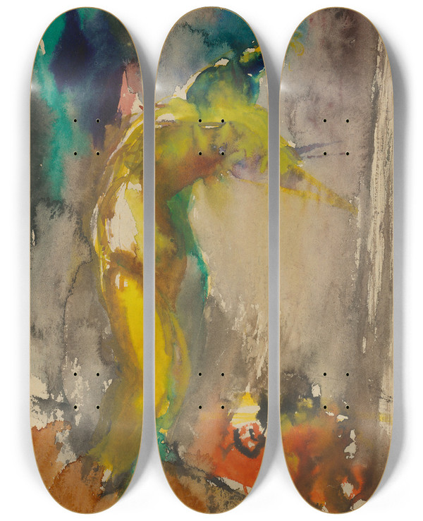 Triptych art skateboard deck of Jn Novk Fight by Jan Novak (1921-1944)
