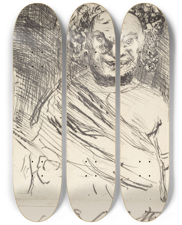 Triptych art skateboard deck of Lovis Corinth The Banquet Of Trimalchio Pli by Lovis Corinth (1858-1925)