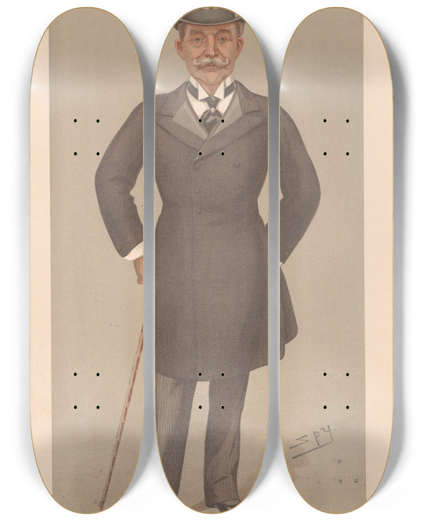 Triptych art skateboard deck of Leslie Matthew Ward Businessmen And Empire Builders Horace Lord Farquhqr 2 June 1898 by Leslie Matthew Ward (1851-1922)