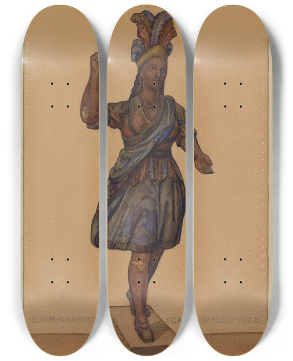 Triptych art skateboard deck of Elmer G Anderson Cigar Store Indian_1 by Elmer G Anderson