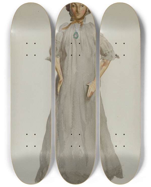 Triptych art skateboard deck of Kapousouz Doll_2 by Kapousouz
