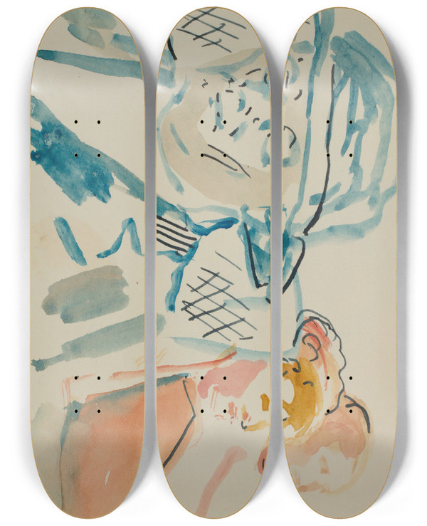 Triptych art skateboard deck of Edvard Munch Untitled by Edvard Munch (1863-1944)