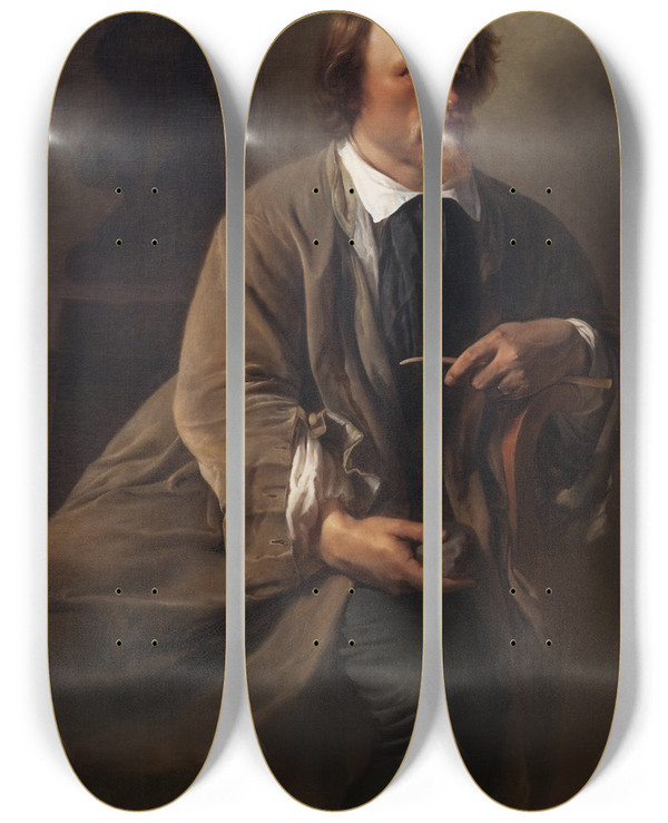 Triptych art skateboard deck of Elisabeth Jerichau Baumann The Sculptor Jens Adolf Jerichau The Artists Husband by Elisabeth Jerichau Baumann (1819-1881)