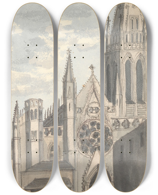 Triptych art skateboard deck of Anne Rushout Saintpierre Caen by Anne Rushout (1767-1849)