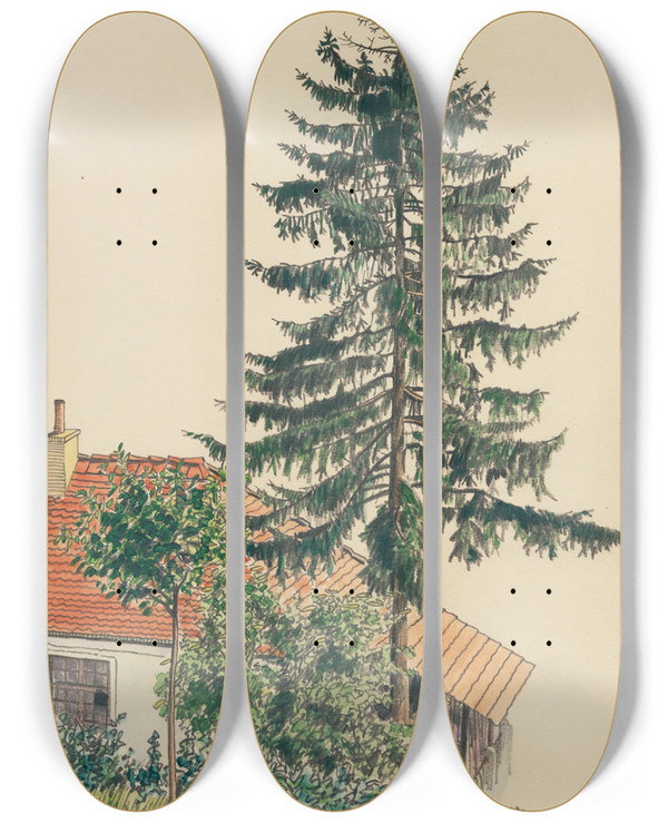 Triptych art skateboard deck of Karl Wiener Steinberg_2 by Karl Wiener (1901-1949)