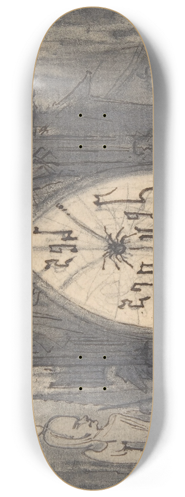 Flicien Rops - Study for frontispiece for Les Jeunes France by Theophile Gautier 8.25 inch art skate deck