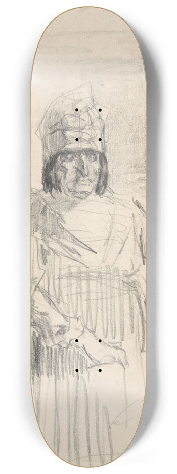 Flicien Rops - Study of a Figure with Headress 8.25 inch art skate deck