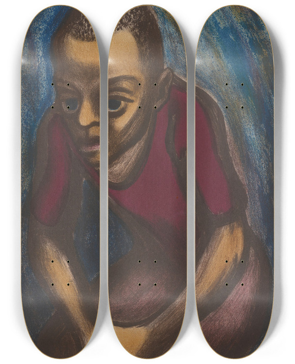 Triptych art skateboard deck of Joseph Leboit Sam by Joseph Leboit (1907-2002)