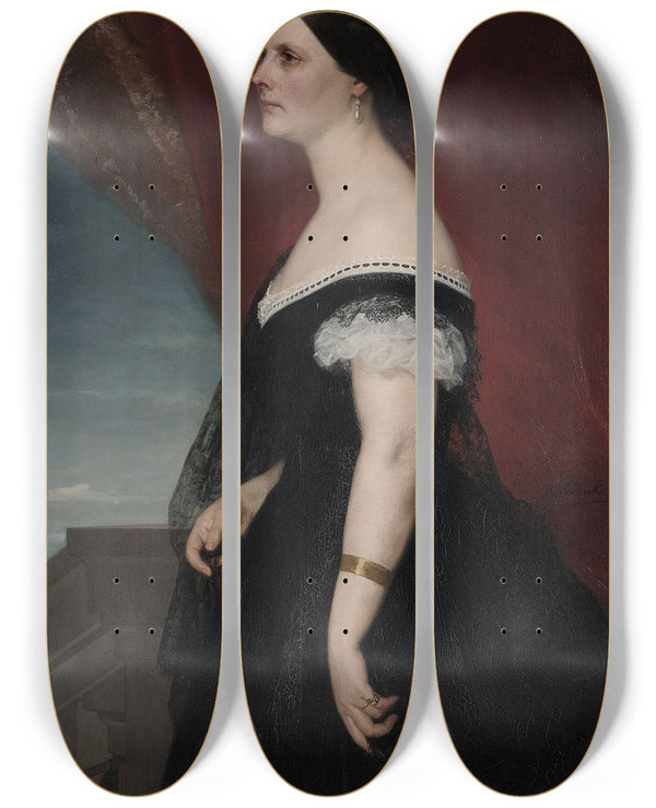 Triptych art skateboard deck of Henryk Rodakowski Wifes Portrait by Henryk Rodakowski (1823-1894)