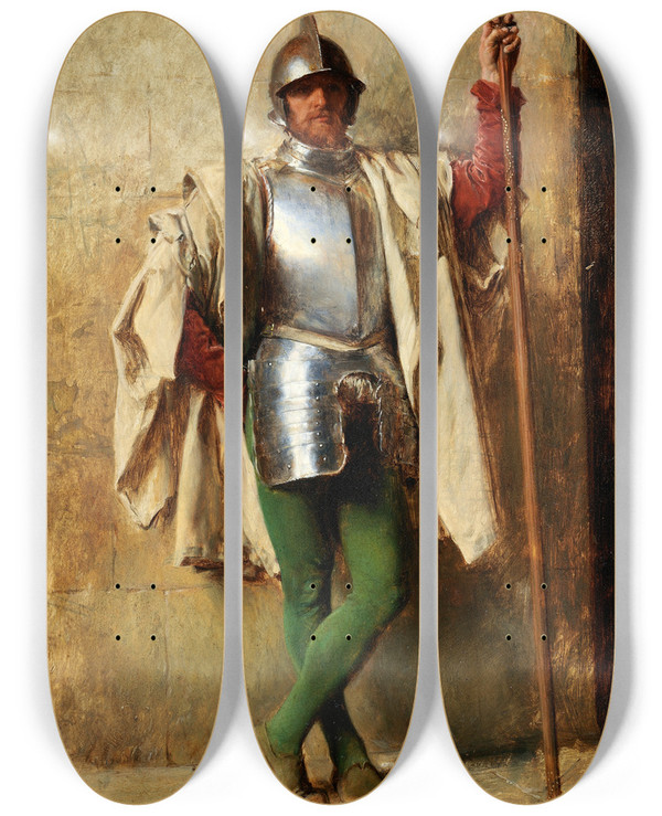 Triptych art skateboard deck of Ernest Meissonier A Guard by Ernest Meissonier (1815-1891)