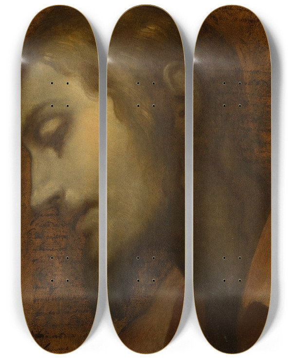 Triptych art skateboard deck of Cigoli Ludovico Cardi Head Of Christ by Cigoli (Ludovico Cardi) (1559-1613)