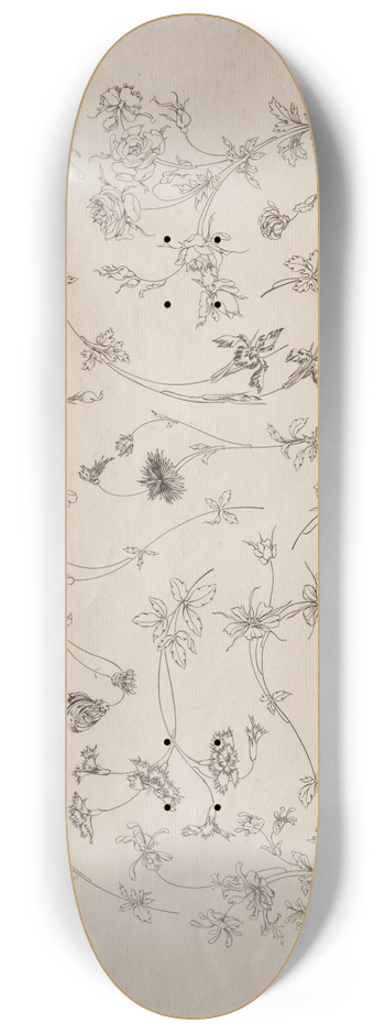 Flix Bracquemond - Flower designs for plates and borders (no. 14) 8.25 inch art skate deck