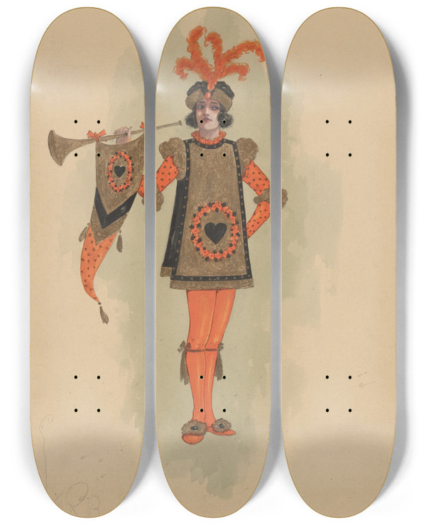 Triptych art skateboard deck of Will R Barnes 1 Herald Burning Mountain by Will R Barnes (1939)