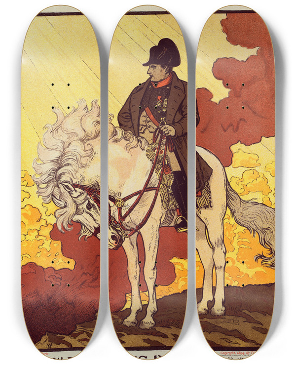 Triptych art skateboard deck of Eugne Grasset Napolon by Eugene Grasset (1841-1917)