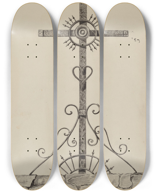 Triptych art skateboard deck of Al Curry Cross by Al Curry (20-)