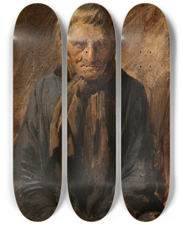 Triptych art skateboard deck of Wilhelm Busch Bauer Aus Wiedensahl by Wilhelm Busch (1832-1908)