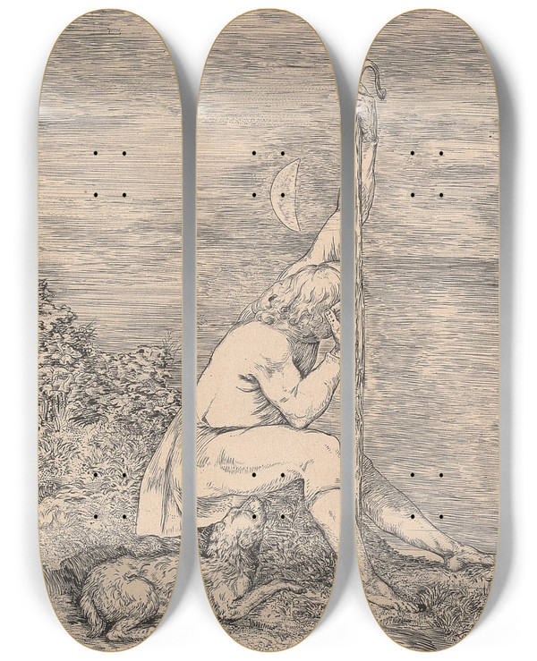 Triptych art skateboard deck of Welby Sherman The Shepherd by Welby Sherman