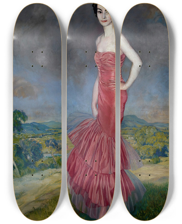 Triptych art skateboard deck of Ignacio Zuloaga La Seora Garay by Ignacio Zuloaga (1870-1945)