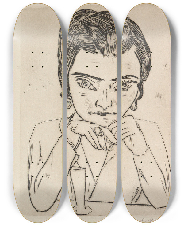 Triptych art skateboard deck of Max Beckmann Max Beckmann Vorzugsausgabe by Max Beckmann (1884-1950)