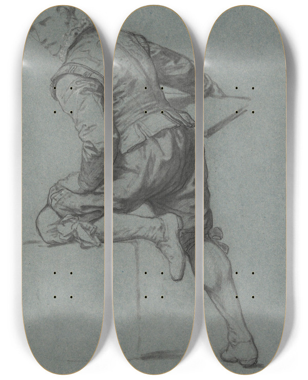 Triptych art skateboard deck of Nicaise De Keyser The Engraver Johann Sadeler I by Nicaise De Keyser (1813-1887)