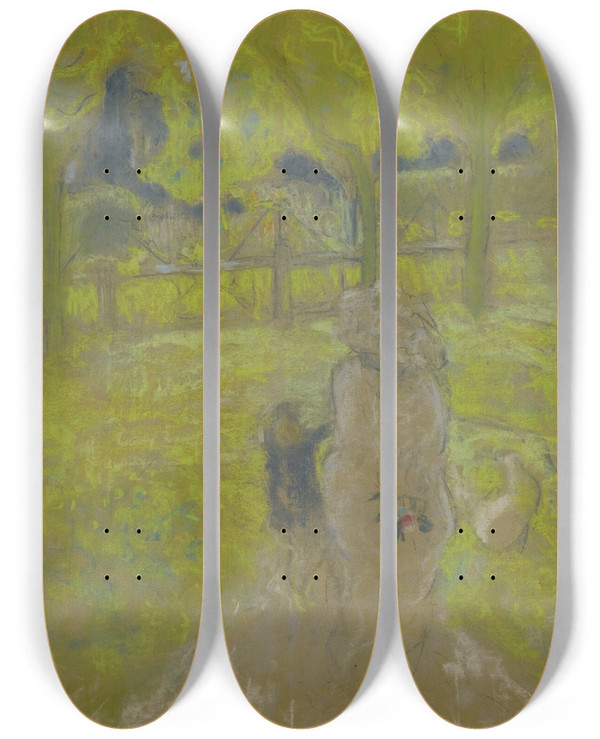 Triptych art skateboard deck of Douard Vuillard Tude Pour Matin Ensoleill by douard Vuillard (1868-1940)