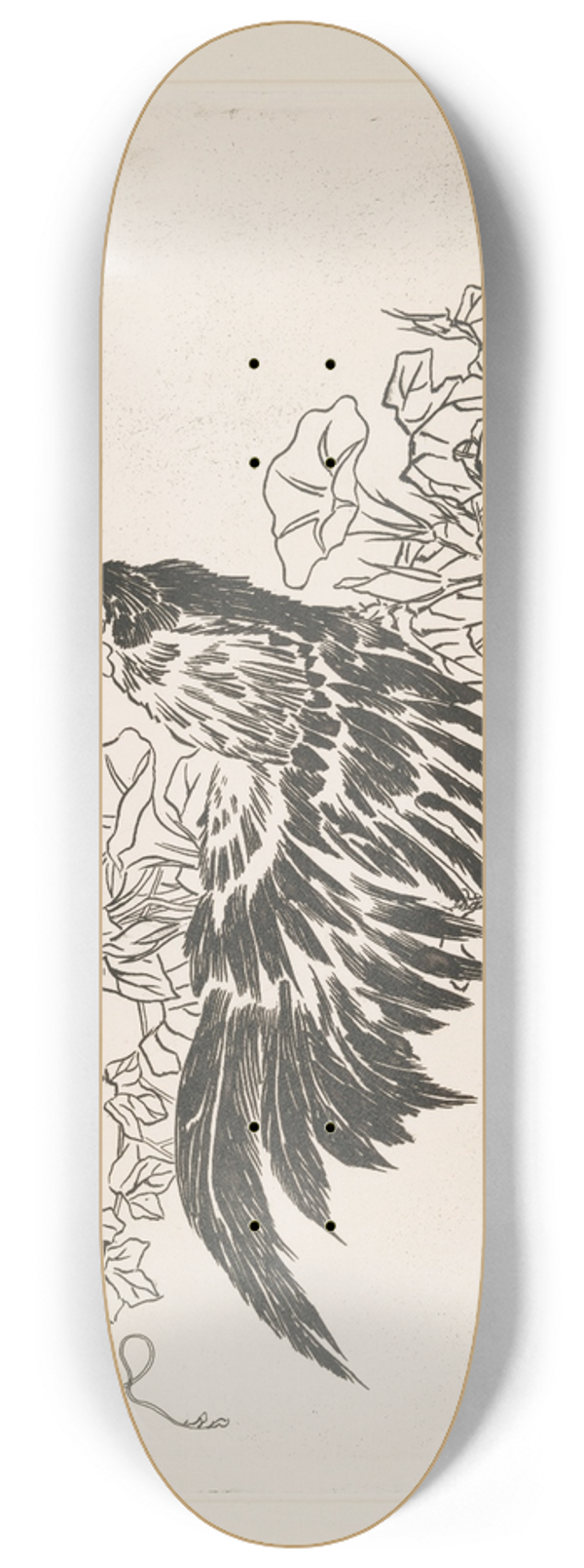 Flix Bracquemond - Un coq et des liserons. 8.25 inch art skate deck