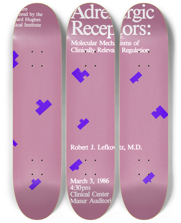 Triptych art skateboard deck of National Institutes Of Health Adrenergic Receptors Molecular Mechanisms Of Clinically Relevant Regulation by National Institutes Of Health (1887)