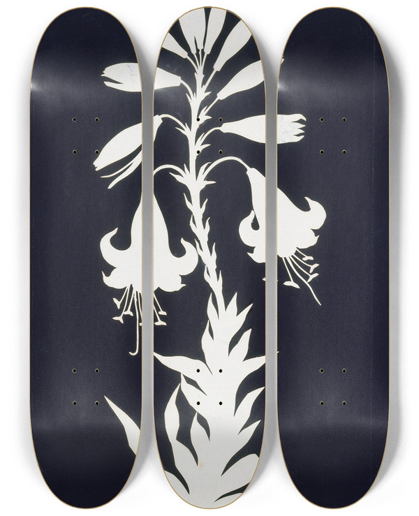 Triptych art skateboard deck of Philipp Otto Runge Lilly by Philipp Otto Runge (1777-1810)