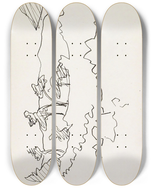 Triptych art skateboard deck of Reijer Stolk Landschap Met Bomen_1 by Reijer Stolk (1896-1945)