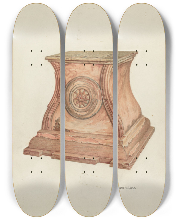 Triptych art skateboard deck of Raymond E Noble Stand For Baptismal Font_2 by Raymond E Noble