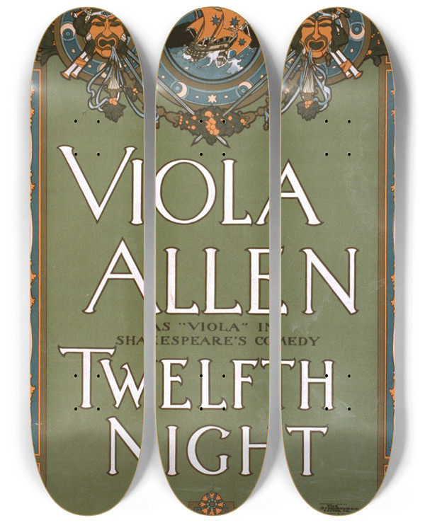 Triptych art skateboard deck of Strobridge And Co Viola by Strobridge and Co (1910-1954)