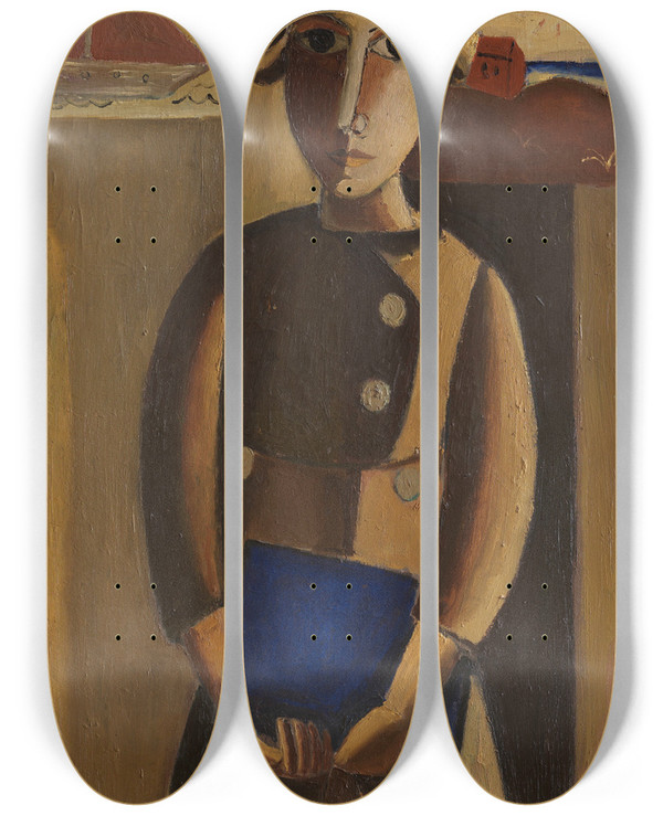 Triptych art skateboard deck of Gustave De Smet Pally by Gustave De Smet (1877-1943)