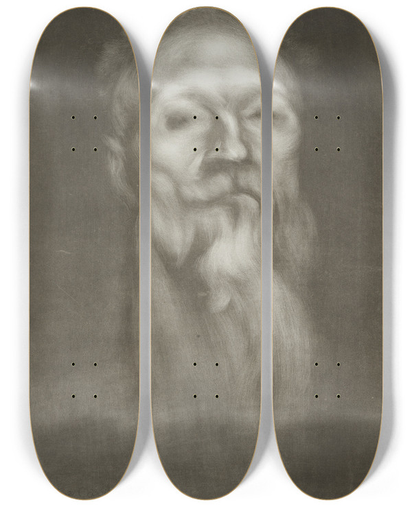 Triptych art skateboard deck of Eugne Carriere Portrait Of Auguste Rodin by Eugene Carriere (1849-1906)