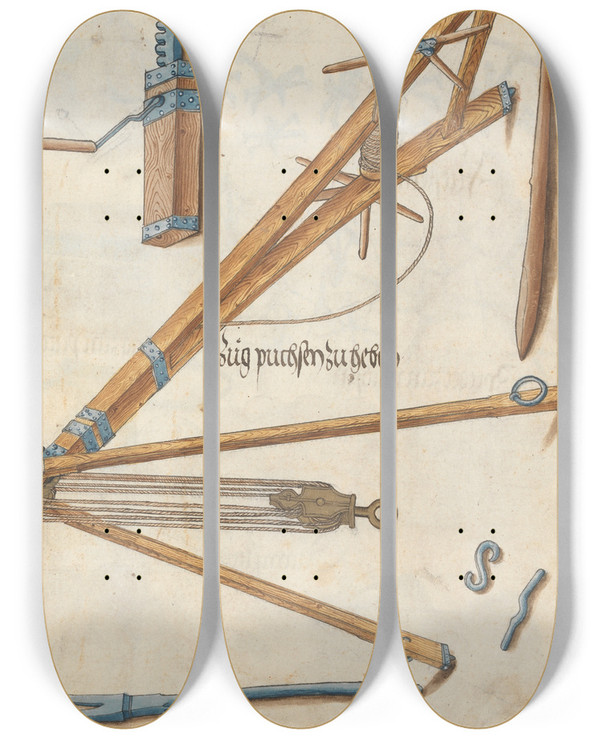 Triptych art skateboard deck of Jorg Kolderer Maximiliani Konig Zeughauss Pl20 by Jorg Kolderer (1465-1540)